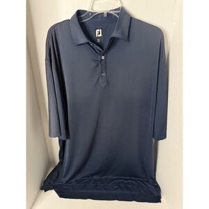 FJ FootJoy Mens XL Navy Blue Striped Golf Polo Shirt